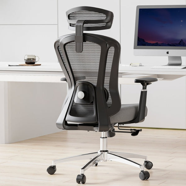 English Elm Ergonomic High Back Mesh Desk Chair with Flip up Arms and Adjustable Lumbar Support Gray T3623P435561