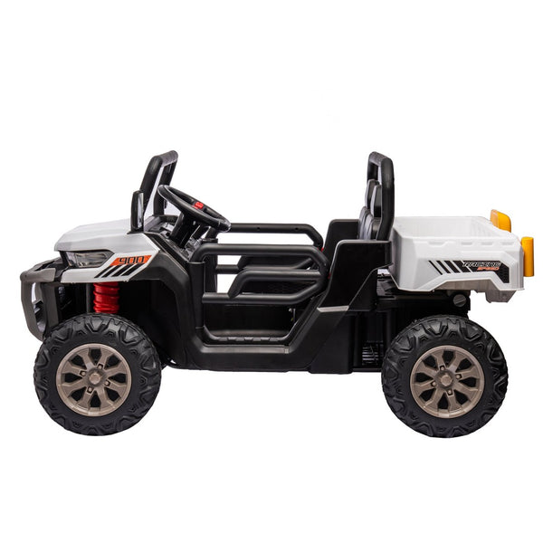 English Elm 24v Kids Ride on Dump Truck Two Seat Electric Utv with Tilting Bed and Remote Control White W1578P188522