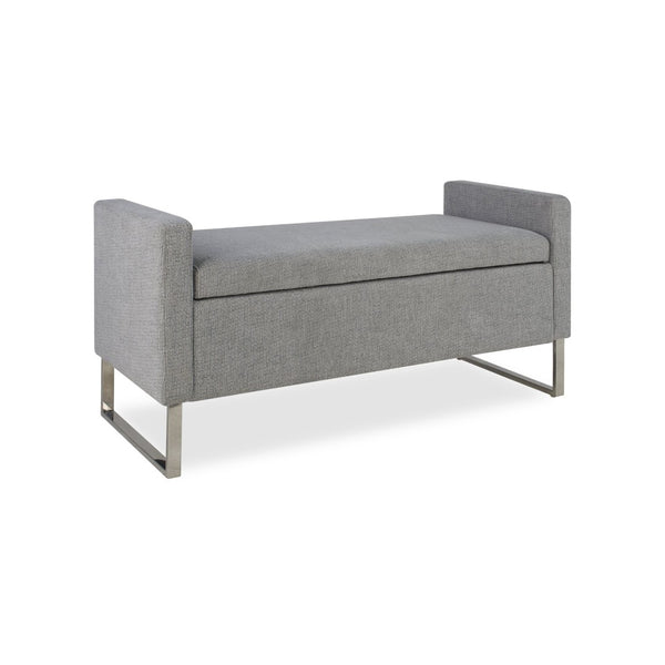 English Elm 47" Upholstered Storage Ottoman Bench with Metal Base for Bedroom or Entryway W5325P427119