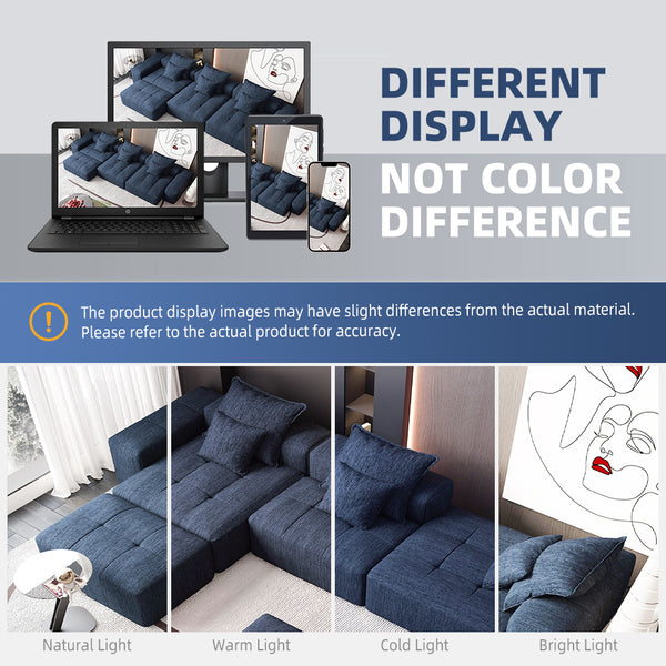 English Elm Modern Oversized Modular Sectional Sofa - Sparkling Chenille, Customizable 6-Piece Design, Blue W1885S00079