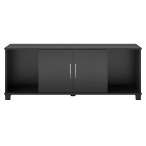 English Elm Lory Entryway Bench with Four Open Shoe Compartments in Sleek Black Finish B2733P444610
