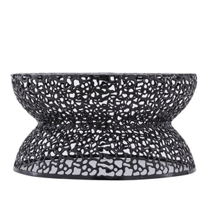 English Elm T3704-35 Round Aluminum Lattice Coffee Table with Sculptural Cutout Design for Modern Lofts Black B009P417515
