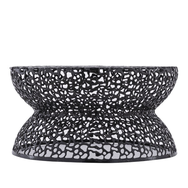 English Elm T3704-35 Round Aluminum Lattice Coffee Table with Sculptural Cutout Design for Modern Lofts Black B009P417515