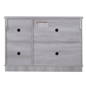 English Elm 49.33" Mirrored Lattice Buffet Cabinet with Adjustable Shelves Vintage Wood Grain Sideboard Light Gray W2899P372742