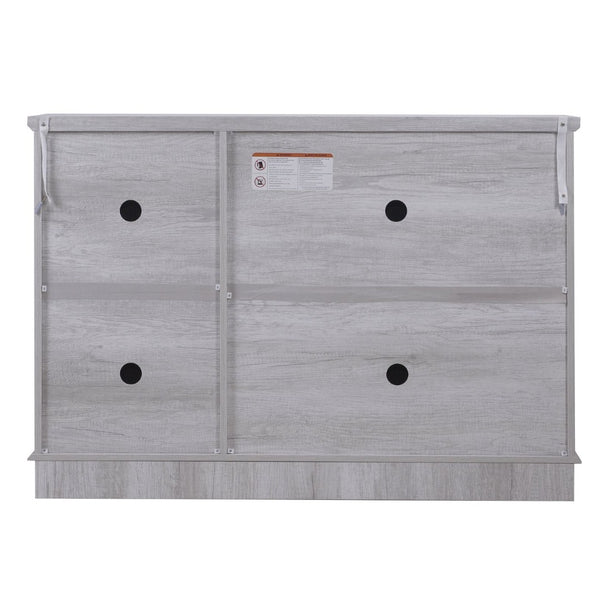 English Elm 49.33" Mirrored Lattice Buffet Cabinet with Adjustable Shelves Vintage Wood Grain Sideboard Light Gray W2899P372742