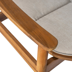 English Elm Christopher Knight Home® - Meja Teak Club Chair Set of 2 with Beige Cushions — Acacia & Eucalyptus Wood, Sleek Outdoor Design N775P282498T