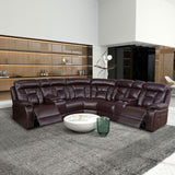 English Elm Sectional Sofa With Manual Reclining Brown