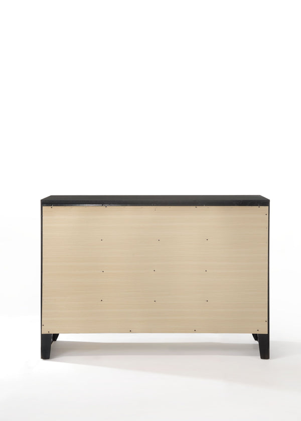 English Elm Ireland Eight-Drawer Dresser with Okume Veneer Top, Brushed Nickel Knobs and Durable Wood Frame Black 61 L x 19 W x 45 H B2726P256706