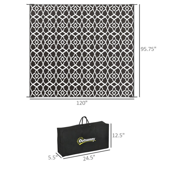 English Elm Outsunny Reversible Polypropylene Outdoor Rug Waterproof Clover Mat with Carry Bag W2225P174553