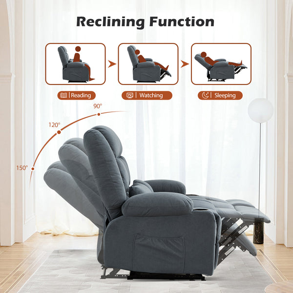 English Elm Recliner Oversized Manual Loveseat with Cup Holders and Side Pocket, Ergonomic 150° Recline, 600lb Capacity Blue W1521S00075