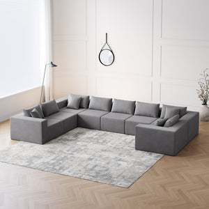 English Elm 188-Inch Corduroy Modular L Shaped Sectional Sofa with Extra-Wide Seating, No Assembly Required Grey W834S00475
