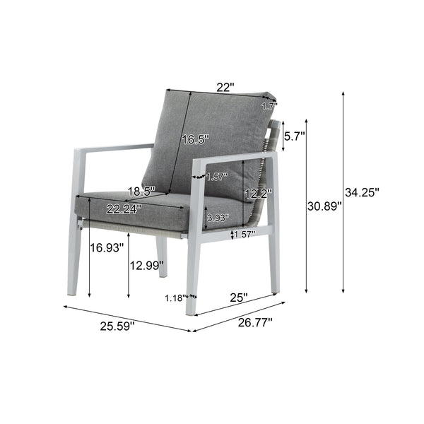 English Elm Christopher Knight Home® - [Set Of 2] Silver Aluminum Lounge Chairs With Plush Cushions & Chic Rope Accents For Modern Spaces N767P237034W_2