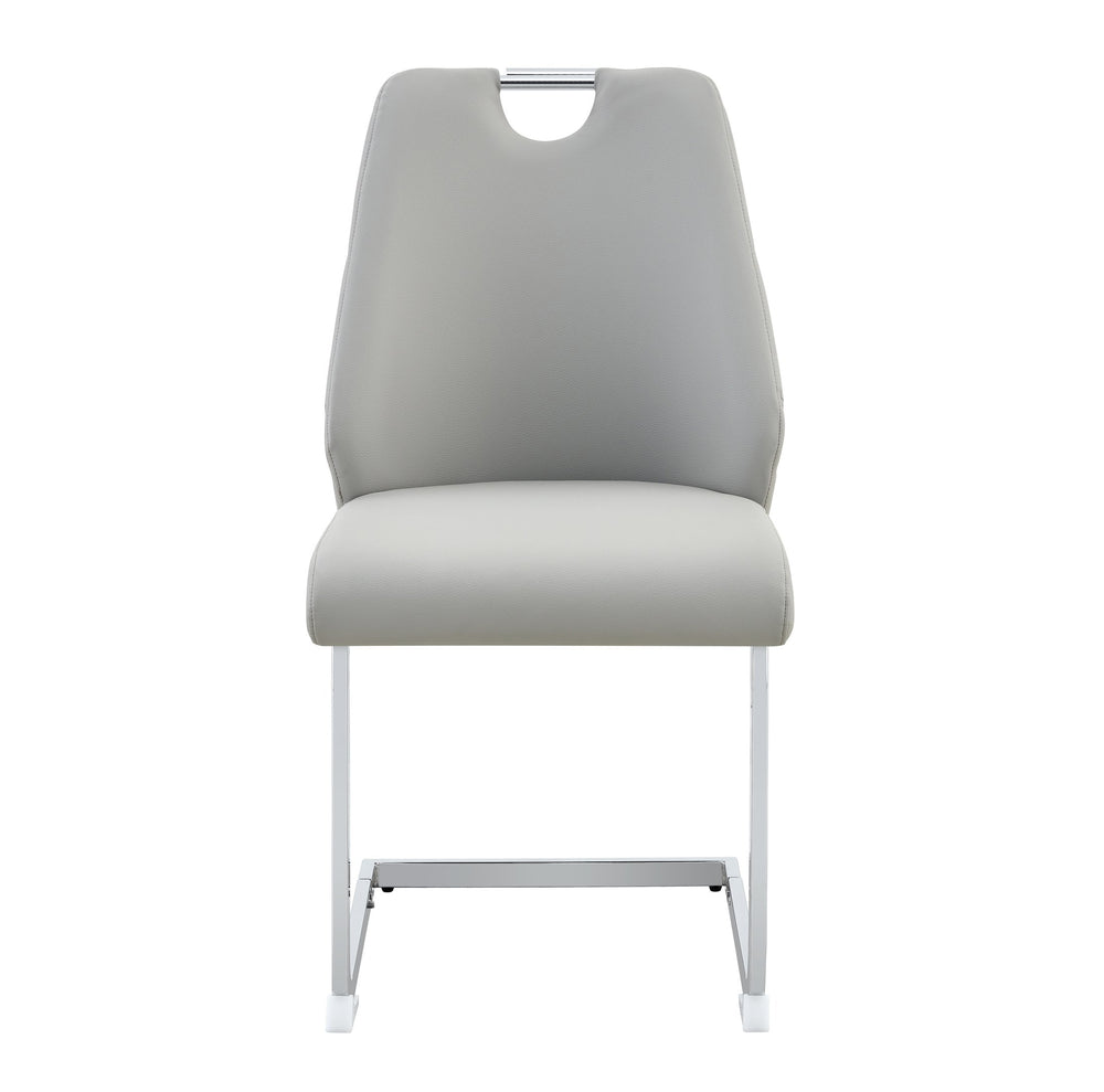 English Elm Dining Chairs Set Of 4 - Light Gray Faux Leather With Gold Accents, Modern High Back Design & Comfort W3493P356398