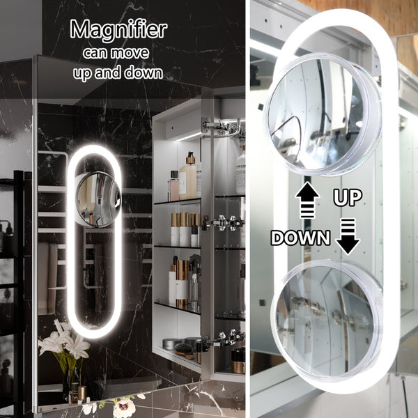 English Elm Smart Led Medicine Cabinet with Anti-fog Mirror Gfci Outlet Dimming Bathroom Storage W637P382875