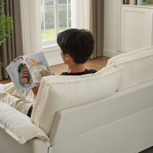 English Elm 120" Modular Corduroy Sectional Sofa Bed with Storage, U-Shaped 4-Seater, Cup Holders & Console Beige W1359S00010