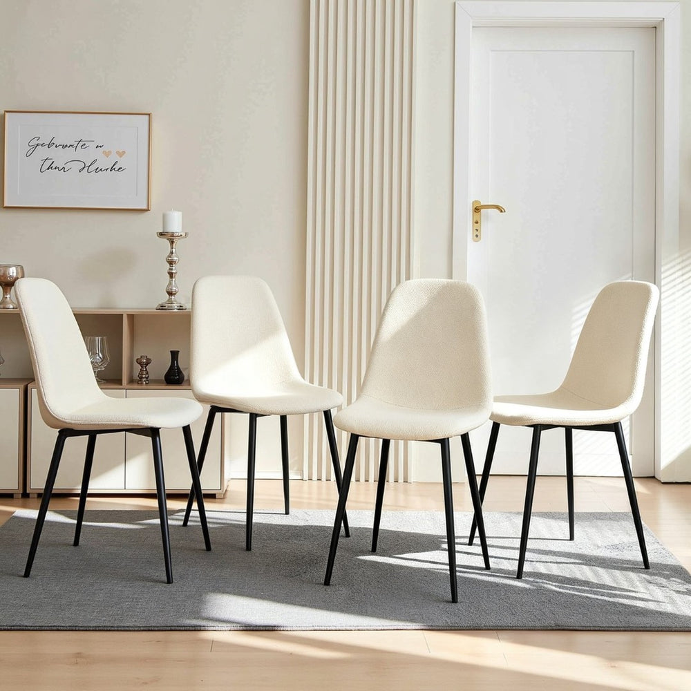 English Elm Modern Knit Upholstered Armless Side Chairs with Iron Legs for Dining Rooms W2699P358878