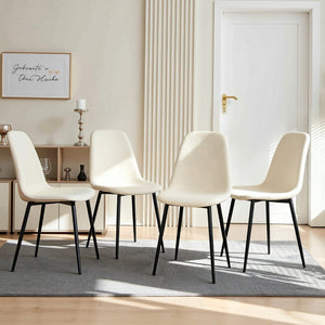 English Elm Modern Knit Upholstered Armless Side Chairs with Iron Legs for Dining Rooms W2699P358878