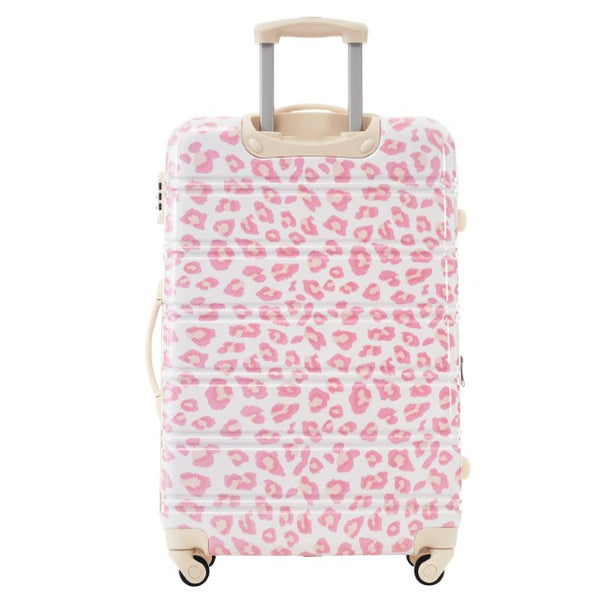 English Elm Hardshell Polycarbonate Luggage Set Three Piece Spinner Suitcases with Tsa Lock Pink Leopard N732P218227U