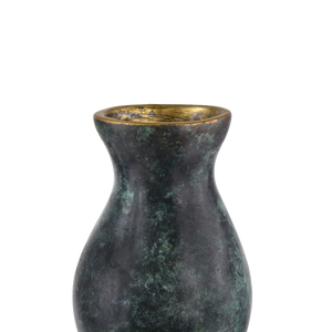 Luganzo Bronze Vase with Jade Green Patina and Polished Gold Ring – A Stunning Textural Accent Piece