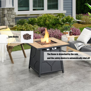 English Elm Fire Pit Table 50,000 BTU Propane Outdoor Patio Firepit with Auto-Ignition, Tile Top, CSA-Certified Brown 32.09 L x 32.09 W x 9.45 H T3609P332393