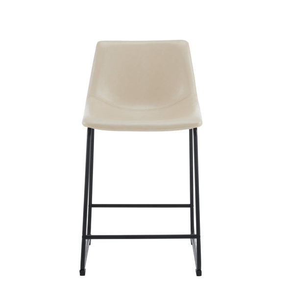 English Elm Christopher Knight Home® - (Set of 2) Vintage Cream & Black Counter Stools with Thick Cushion, Iron Sled Legs, Footrest — 24" Comfort N780P170743C