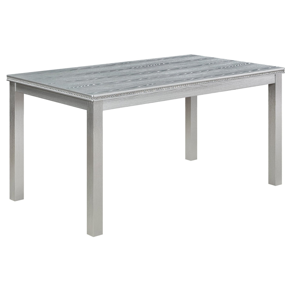 English Elm 6 Piece Wooden Dining Set With Upholstered Chairs And Bench – Elegant Silver Grey Table For 6 W1998S00067