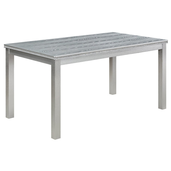 English Elm 6 Piece Wooden Dining Set With Upholstered Chairs And Bench – Elegant Silver Grey Table For 6 W1998S00067