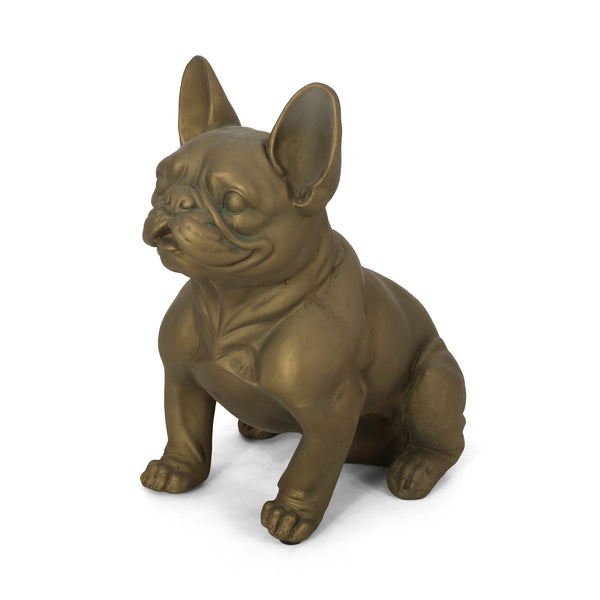 English Elm Christopher Knight Home® - DOG French Bulldog Garden Sculpture Cast Stone Outdoor Accent with Antique Wash, Durable Charm Gold 70293.00RUSGLD