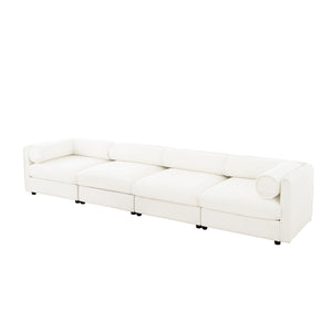 English Elm Modular Sectional Sofa With Ergonomic Cylindrical Support, Built-In Storage, And Modern White Style W714S01041