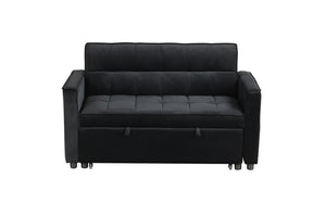 English Elm Maia Velvet Tufted Convertible Loveseat Sleeper with Arm Pockets for Compact Spaces B2749P413195