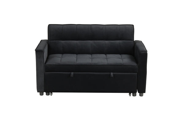 English Elm Maia Velvet Tufted Convertible Loveseat Sleeper with Arm Pockets for Compact Spaces B2749P413195