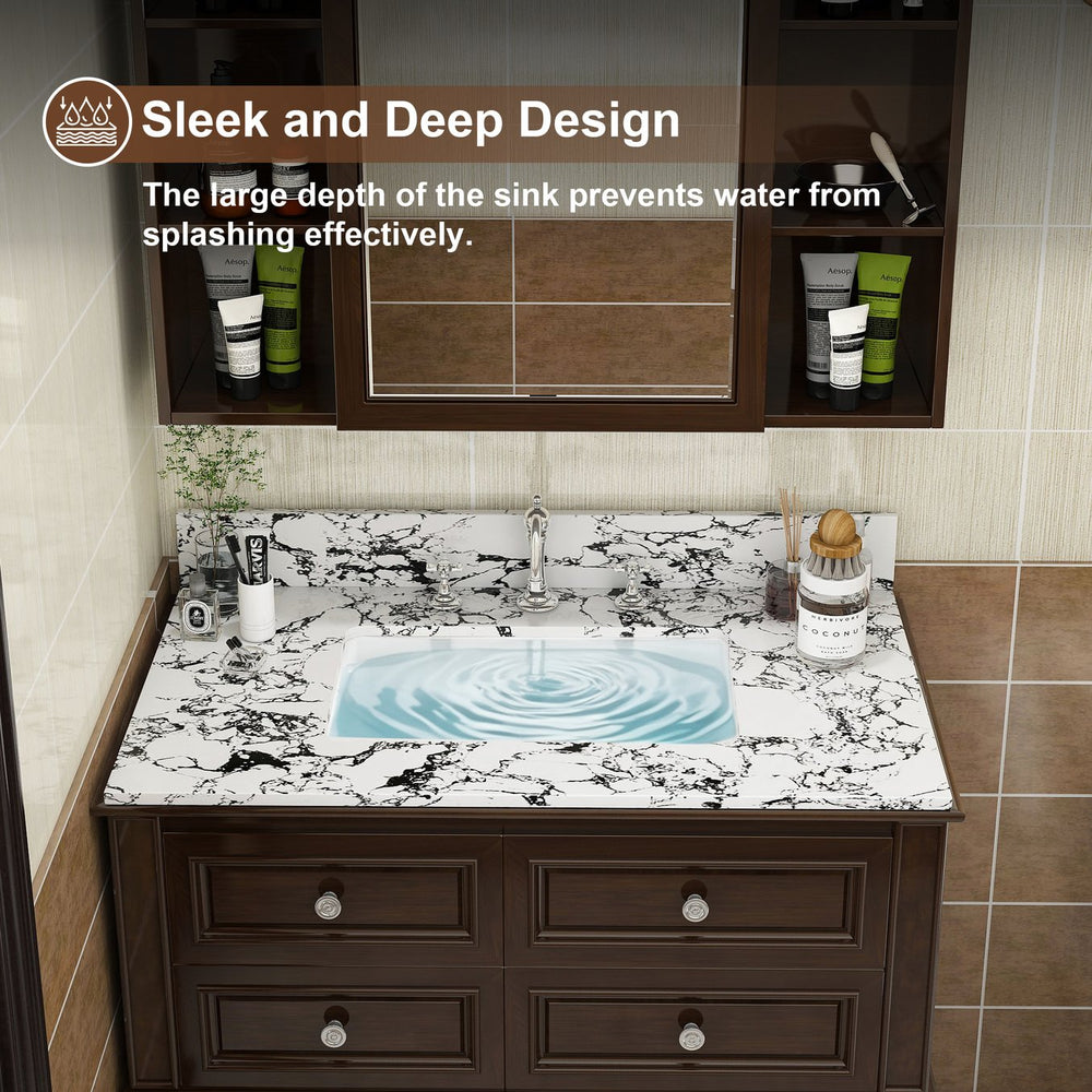 English Elm 37"X22" Panda White Artificial Marble Bathroom Vanity Top With Sink, Backsplash & Easy Install W509P362106