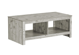 English Elm Coffee Table Rectangular Grey Laminate with Bottom Shelf for Transitional Living Rooms B2710P461753