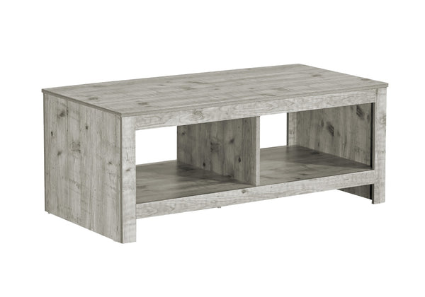 English Elm Coffee Table Rectangular Grey Laminate with Bottom Shelf for Transitional Living Rooms B2710P461753