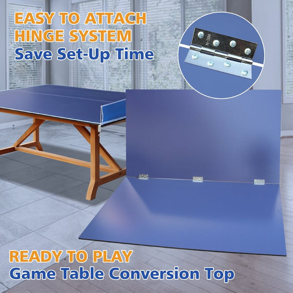 English Elm 8.5ft Regulation Ping Pong Conversion Top Foldable Mdf Surface for Game Rooms Blue W1408P401724