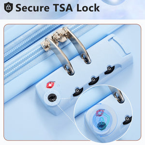 English Elm Hardshell Abs Checked Suitcase with 360 Spinner Wheels Expandable Tsa Lock 28 Inch Sky Blue N730P296747S