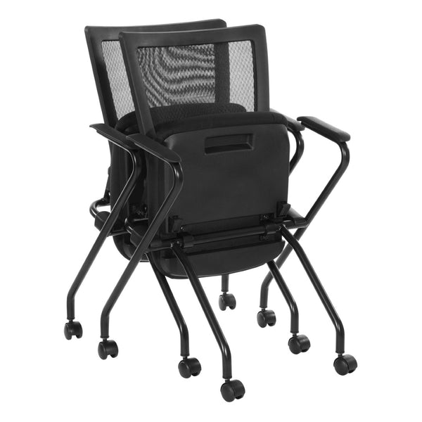 OSP Home Furnishings Soft Flex Frame Folding Chairs Pu Padded Nesting Seats for Events and Meetings 2 Pack 69349-30