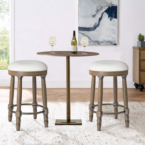 English Elm AGODY 26" Counter Height Swivel Bar Stools Set of 2 with Upholstered Seats and Sturdy Rubberwood Frame Light Oak W2170P208102