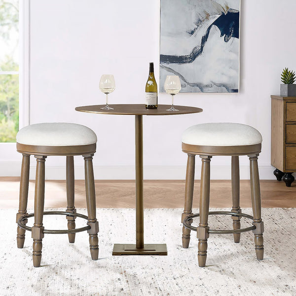 English Elm AGODY 26" Counter Height Swivel Bar Stools Set of 2 with Upholstered Seats and Sturdy Rubberwood Frame Light Oak W2170P208102