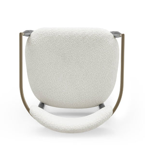 English Elm Dining Arm Chairs Set of 2 Gold Accent Iron Frame Upholstered Modern Minimalist White+Gold N771P392272J