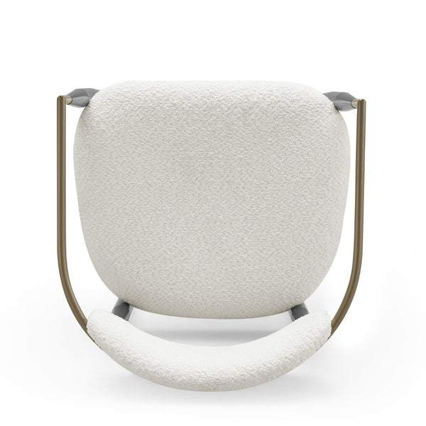 English Elm Dining Arm Chairs Set of 2 Gold Accent Iron Frame Upholstered Modern Minimalist White+Gold N771P392272J