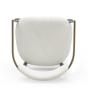 English Elm Christopher Knight Home® - Low Back Upholstered Dining Chair with Gold-Trim Iron Frame, Curved Open Backrest, Plush Comfort White+Gold N771P249346J