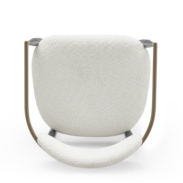 English Elm Christopher Knight Home® - Low Back Upholstered Dining Chair with Gold-Trim Iron Frame, Curved Open Backrest, Plush Comfort White+Gold N771P249346J