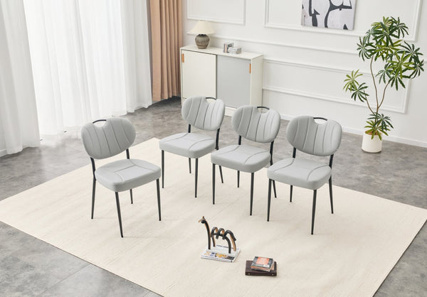 English Elm Dark Oil Waxed Faux Leather Dining Chair Set with Diamond Tufted High Back Metal Legs W3493P449243