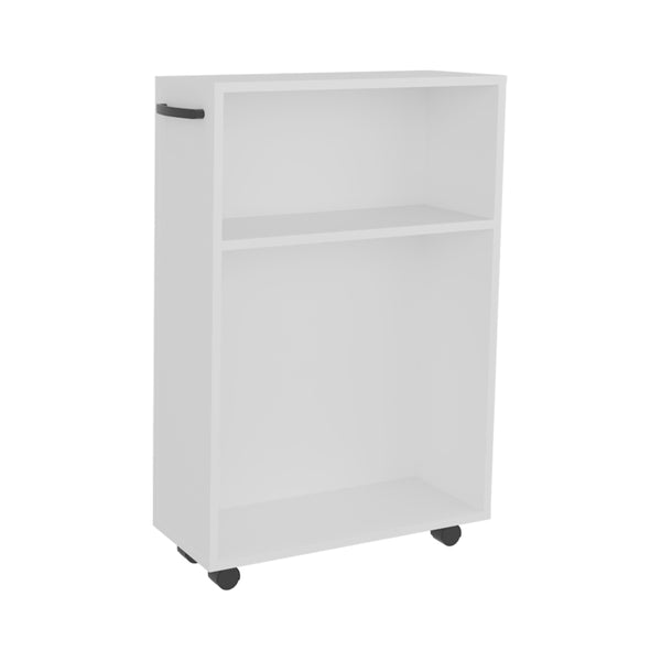 English Elm Datto White Storage Cart with Casters – Engineered Wood Multi-Compartment Organizer for Bathroom B092P361963