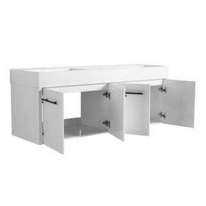 English Elm 60 Inch Wall-Mounted Bathroom Vanity With Double Resin Sink, Modern Design For Space-Saving Style W999S00252