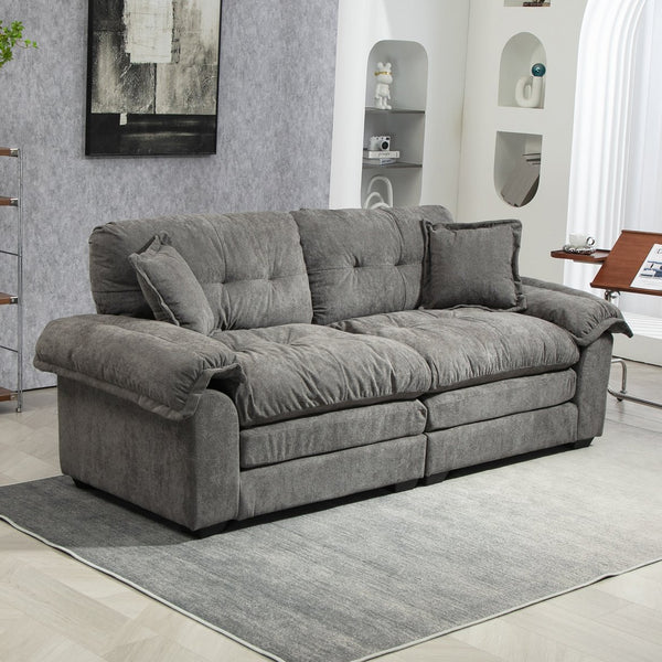 English Elm 84" Chenille Sofa Loveseat with Memory Foam & Pocket Springs, Plush Dual-Layer Comfort, Sturdy Frame Grey W676S00013
