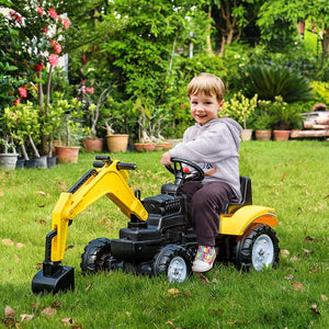 English Elm Aosom Kids Pedal Excavator Construction Digger Truck with Working Bucket and Horn W2225P217063