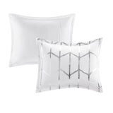 Intelligent Design Raina Modern/Contemporary Metallic Printed Comforter Set ID10-1818 White/Silver