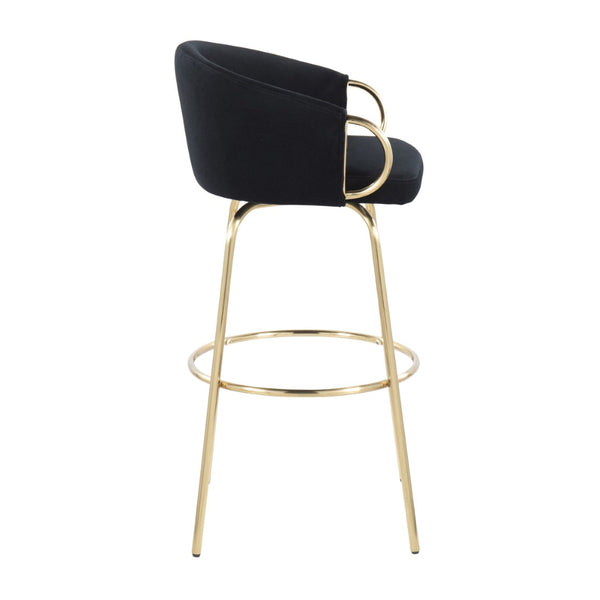 English Elm Contemporary Velvet Swivel Barstools with Gold Frame Glam Seating for Home Bar Set of 2 B202S00503